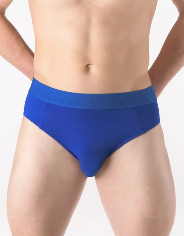 GINA pánské slipy se širším bokem, širší bok, šité, jednobarevné Eco Bamboo 71128P - modrá 54/56