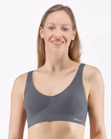 GINA dámské podprsenka sportovní s vycpávkami, bez kostice, bezešvé, jednobarevné Eco Bamboo 07014P EcoBamboo