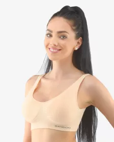 GINA dámské podprsenka sportovní s vycpávkami, bez kostice, bezešvé, jednobarevné Eco Bamboo 07014P EcoBamboo