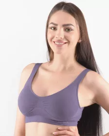 GINA dámské podprsenka sportovní s vycpávkami, bez kostice, bezešvé, jednobarevné Eco Bamboo 07014P EcoBamboo