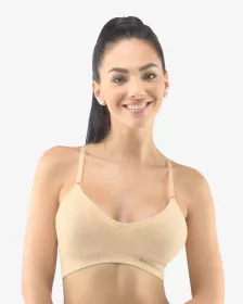 GINA dámské podprsenka sportovní s vycpávkami, bez kostice, bezešvé, jednobarevné Eco Bamboo 07020P EcoBamboo