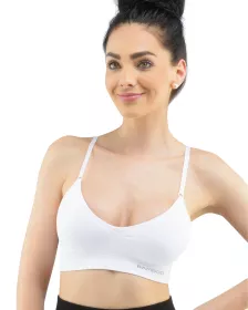 GINA dámské podprsenka sportovní s vycpávkami, bez kostice, bezešvé, jednobarevné Eco Bamboo 07021P EcoBamboo