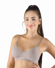 GINA dámské podprsenka sportovní s vycpávkami, bez kostice, bezešvé, jednobarevné Eco Bamboo 07021P EcoBamboo