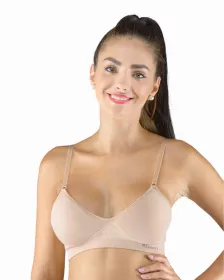 GINA dámské podprsenka sportovní s vycpávkami, bez kostice, bezešvé, jednobarevné Eco Bamboo 07021P EcoBamboo