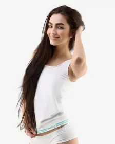 GINA dámské tílko, širší ramínka, bezešvé Bamboo Cotton 08020P - peprmint tm.popel L/XL