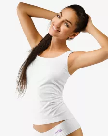 GINA dámské tílko prodloužené, širší ramínka, bezešvé, jednobarevné Bamboo Cotton 08018P