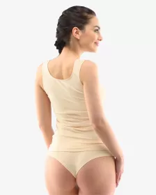 GINA dámské tílko prodloužené, širší ramínka, bezešvé, jednobarevné Eco Bamboo 08025P - černá S/M EcoBamboo