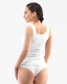 GINA dámské tílko prodloužené, širší ramínka, bezešvé, jednobarevné Eco Bamboo 08025P - černá S/M EcoBamboo