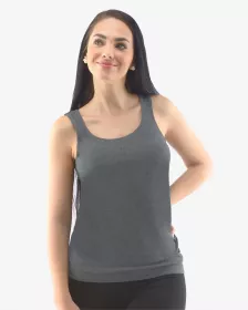 GINA dámské tílko prodloužené, širší ramínka, bezešvé, jednobarevné Eco Bamboo 08025P - černá S/M EcoBamboo