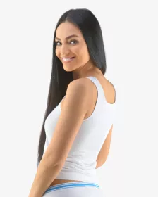 GINA dámské tílko prodloužené, širší ramínka, bezešvé, jednobarevné Natural Bamboo 08028P