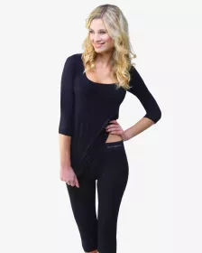 GINA dámské tričko s 3/4 rukávem, dlouhý rukáv, bezešvé, jednobarevné Eco Bamboo 08023P - černá L/XL EcoBamboo