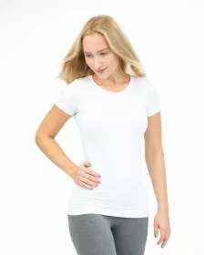 GINA dámské tričko s krátkým rukávem, krátký rukáv, bezešvé, jednobarevné Eco Bamboo 08027P - černá S/M EcoBamboo