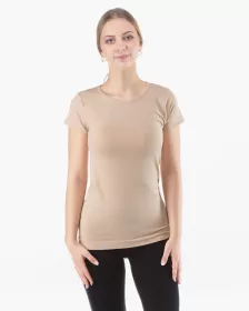 GINA dámské tričko s krátkým rukávem, krátký rukáv, bezešvé, jednobarevné Eco Bamboo 08027P - černá S/M EcoBamboo