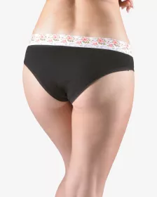 GINA dámské kalhotky francouzské, šité, bokové, s potiskem Disco XVIII 14161P - černá maracuja 34/36