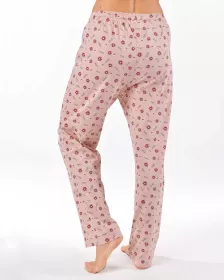 GINA dámské kalhoty dlouhé pyžamové dámské, šité, bokové, s potiskem Pyžama 2025 19177P