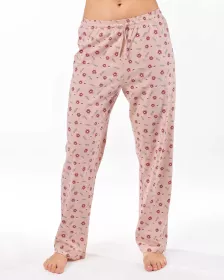 GINA dámské kalhoty dlouhé pyžamové dámské, šité, bokové, s potiskem Pyžama 2025 19177P