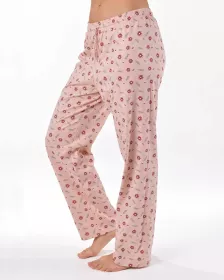 GINA dámské kalhoty dlouhé pyžamové dámské, šité, bokové, s potiskem Pyžama 2025 19177P | Šedohnědá/Bílá L, Šedohnědá/Bílá M, Šedohnědá/Bílá S, Šedohnědá/Bílá XL, Šedohnědá/Bílá XXL