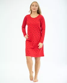 GINA dámské košilka noční dámská dlouhý rukáv, šité, s potiskem 19133P