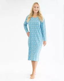 GINA dámské košilka noční dámská dlouhý rukáv, šité, s potiskem 19163P