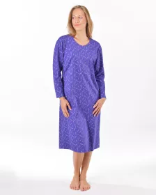 GINA dámské košilka noční dámská dlouhý rukáv, šité, s potiskem Pyžama 2025 19173P | Levandulová/Šedobílá 3XL, Levandulová/Šedobílá L, Levandulová/Šedobílá M, Levandulová/Šedobílá S, Levandulová/Šedobílá XL, Levandulová/Šedobílá XXL, Sacharóza/Levandulová 3XL, Sacharóza/Levandulová L, Sacharóza/Levandulová M, Sacharóza/Levandulová S, Sacharóza/Levandulová XL, Sacharóza/Levandulová XXL