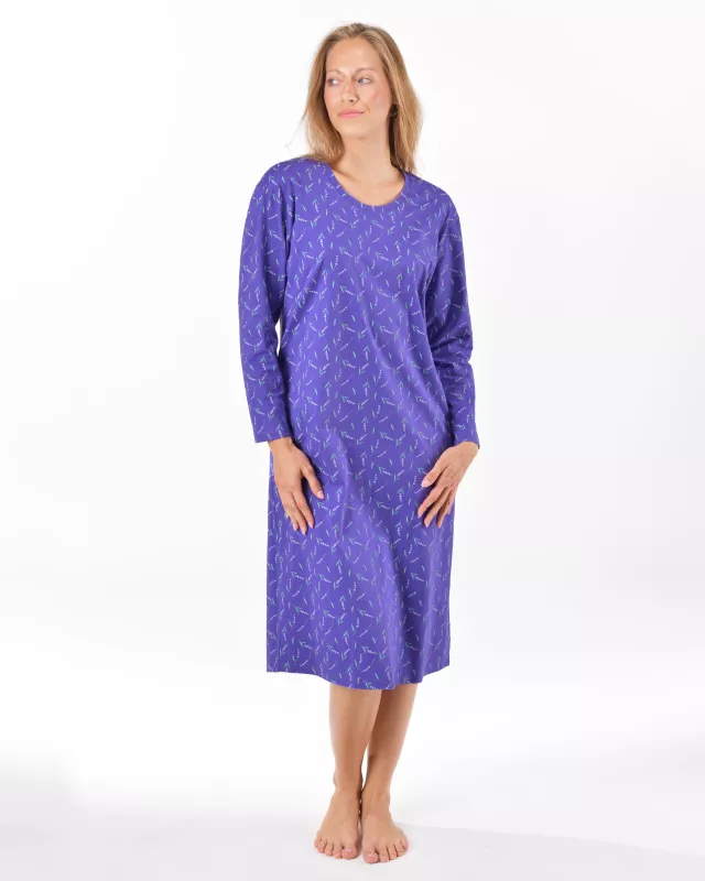 GINA dámské košilka noční dámská dlouhý rukáv, šité, s potiskem Pyžama 2025 19173P