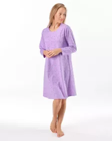 GINA dámské košilka noční dámská dlouhý rukáv, šité, s potiskem Pyžama 2025 19175P