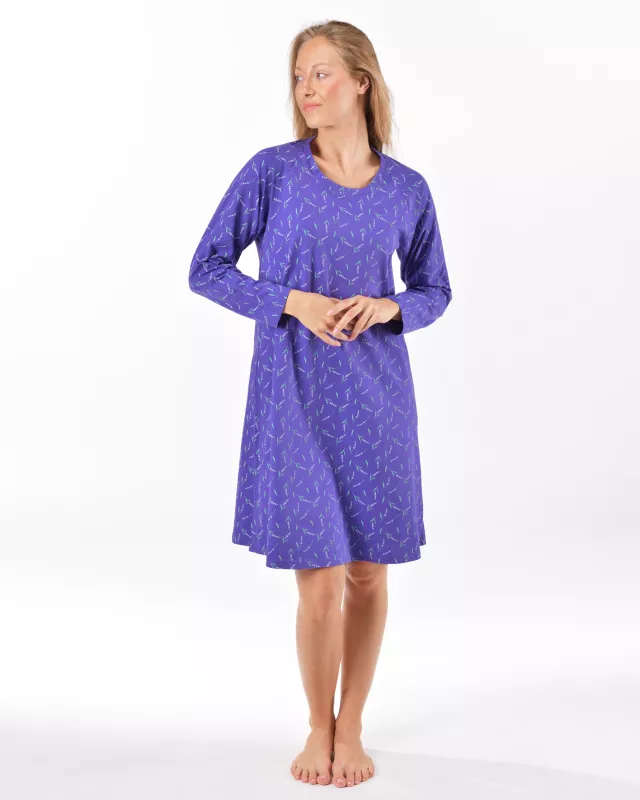 GINA dámské košilka noční dámská dlouhý rukáv, šité, s potiskem Pyžama 2025 19175P