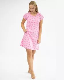 GINA dámské košilka noční dámská krátký rukáv, šité, s potiskem 19132P