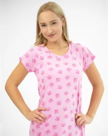 GINA dámské košilka noční dámská krátký rukáv, šité, s potiskem 19132P
