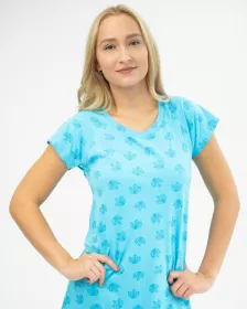 GINA dámské košilka noční dámská krátký rukáv, šité, s potiskem 19132P