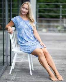 GINA dámské košilka noční dámská krátký rukáv, šité, s potiskem Pyžama 2024 19152P