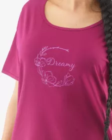 GINA dámské maxitriko dámské krátký rukáv, šité, s potiskem Pyžama 2021 19120P