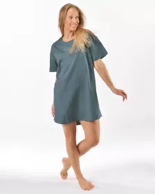 GINA dámské maxitriko dámské krátký rukáv, šité, s potiskem Pyžama 2025 19166P | Tm. šedá/Jogurtová 3XL, Tm. šedá/Jogurtová L, Tm. šedá/Jogurtová XL, Tm. šedá/Jogurtová XXL