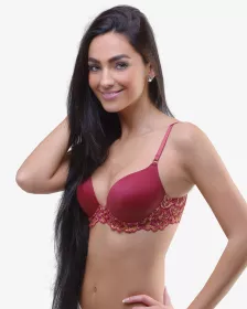 GINA dámské podprsenka vyztužená, push-up, šité, s krajkou, jednobarevné La Femme 17007P