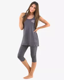 GINA dámské pyžamo 3/4 dámské, 3/4 kalhoty, šité, s potiskem Pyžama 2019 19078P