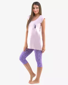 GINA dámské pyžamo 3/4 dámské, 3/4 kalhoty, šité, s potiskem Pyžama 2020 19104P