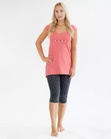 GINA dámské pyžamo 3/4 dámské, 3/4 kalhoty, šité, s potiskem Pyžama 2024 19154P