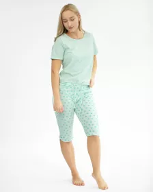 GINA dámské pyžamo ¾ dámské, 3/4 kalhoty, šité, s potiskem 19140P