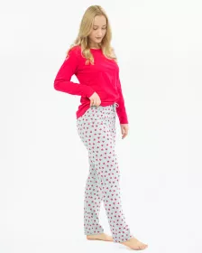 GINA dámské pyžamo dlouhé dámské, šité, s potiskem 19137P