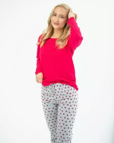 GINA dámské pyžamo dlouhé dámské, šité, s potiskem 19137P