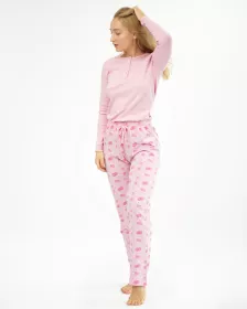 GINA dámské pyžamo dlouhé dámské, šité, s potiskem Pyžama 2022 19143P