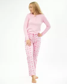 GINA dámské pyžamo dlouhé dámské, šité, s potiskem Pyžama 2022 19143P