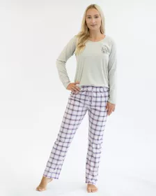 GINA dámské pyžamo dlouhé dámské, šité, s potiskem Pyžama 2024 19157P GINA dámské pyžamo dlouhé dámské, šité, s potiskem Pyžama 2024 19157P