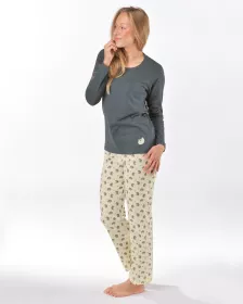 GINA dámské pyžamo dlouhé dámské, šité, s potiskem Pyžama 2025 19169P GINA dámské pyžamo dlouhé dámské, šité, s potiskem Pyžama 2025 19169P