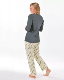 GINA dámské pyžamo dlouhé dámské, šité, s potiskem Pyžama 2025 19169P GINA dámské pyžamo dlouhé dámské, šité, s potiskem Pyžama 2025 19169P