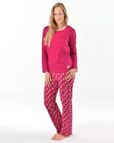 GINA dámské pyžamo dlouhé dámské, šité, s potiskem Pyžama 2025 19169P | Tm. šedá/Žlutobílá L, Tm. šedá/Žlutobílá M, Tm. šedá/Žlutobílá S, Tm. šedá/Žlutobílá XL, Tm. šedá/Žlutobílá XXL, Vínová/Šedobílá L, Vínová/Šedobílá M, Vínová/Šedobílá S, Vínová/Šedobílá XL, Vínová/Šedobílá XXL