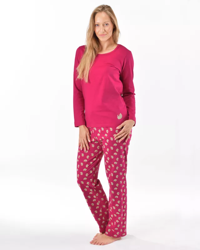 GINA dámské pyžamo dlouhé dámské, šité, s potiskem Pyžama 2025 19169P