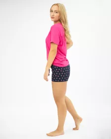 GINA dámské pyžamo krátké dámské, šité, s potiskem 19144P - purpurová lékořice S