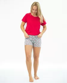 GINA dámské pyžamo krátké dámské, šité, s potiskem 19144P - purpurová lékořice S