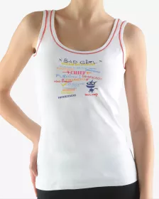 GINA dámské tílko, širší ramínka, šité, s potiskem Bad Girl 18033P - brokolice 38/40